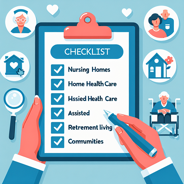 checklist on a clipboard with senior living options