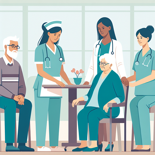 medical staff providing care to seniors in a community setting