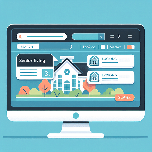 computer screen displaying senior living community search results