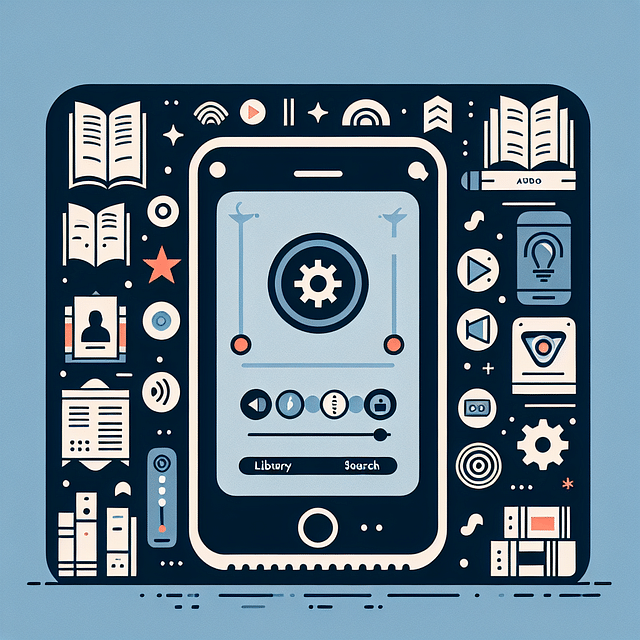 screenshot of an audiobook app's main screen highlighting the settings icon