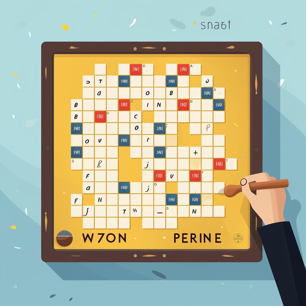 The game board of Words with Friends 2 with the first word being placed