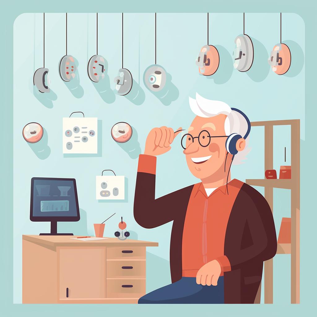 Senior person trying on different hearing aids