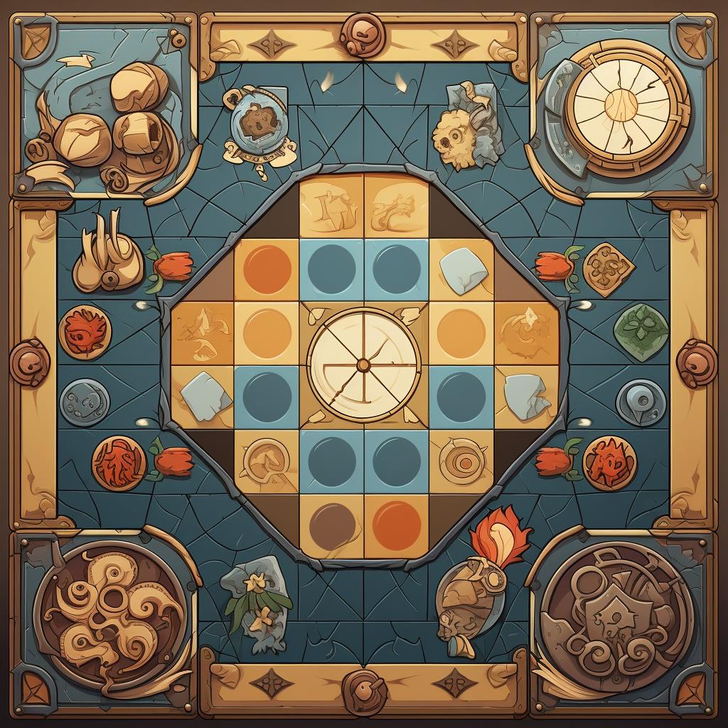 The game board highlighting the special tiles